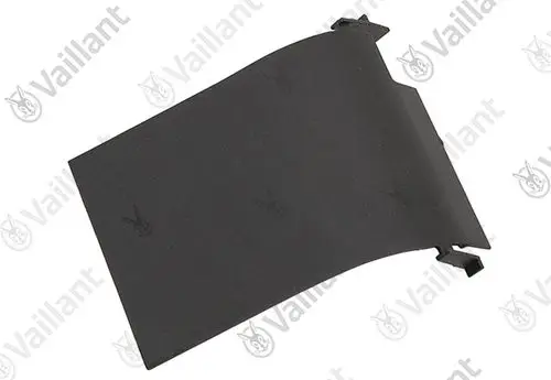 Vaillant Luftführungsteil in Schwarz, flach und rechteckig mit seitlichen Befestigungen für die Installation in Heizsystemen.